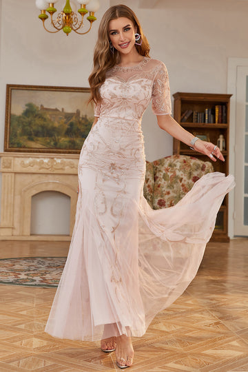 Lilac Mermaid Long 1920s Dress With Sleeves